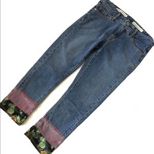 𝅺Pilcro Boho Embellished Hem Boyfriend Jeans. Sz 26